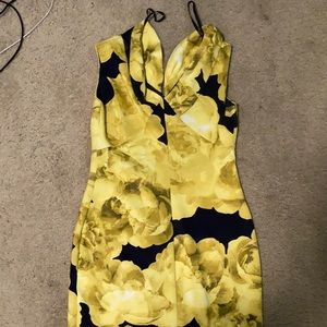 Yellow and navy flower dress